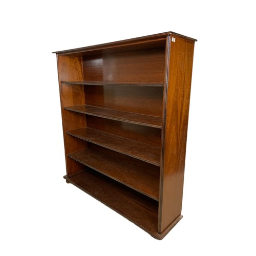 1138 - Large mahogany shelving unit, 143x36x150cm