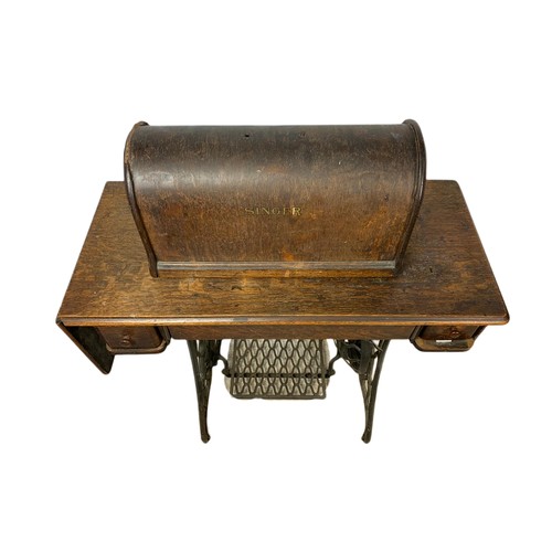 1122 - Vintage Singer sewing machine table.  89x42x102cm