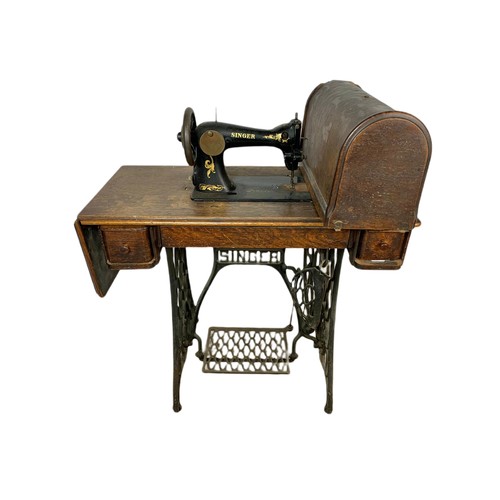 1122 - Vintage Singer sewing machine table.  89x42x102cm