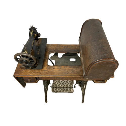 1122 - Vintage Singer sewing machine table.  89x42x102cm