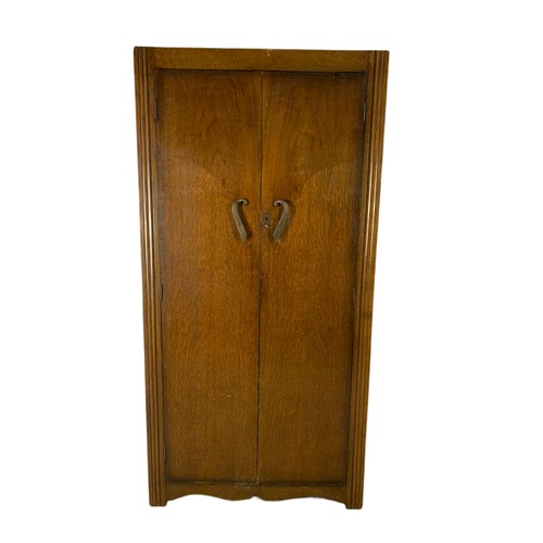 1126 - Vintage 1930s oak 2 door gent's wardrobe, 91cm x 46cm x 183.5cm