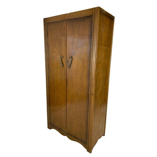 1126 - Vintage 1930s oak 2 door gent's wardrobe, 91cm x 46cm x 183.5cm