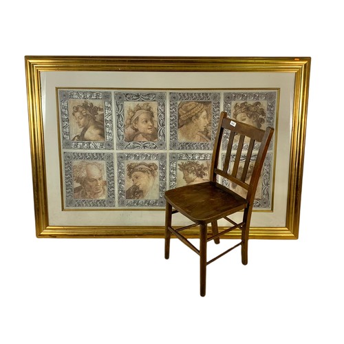 1129 - Very large gilt framed print of Greek Classical figures, 169cm x 113cm