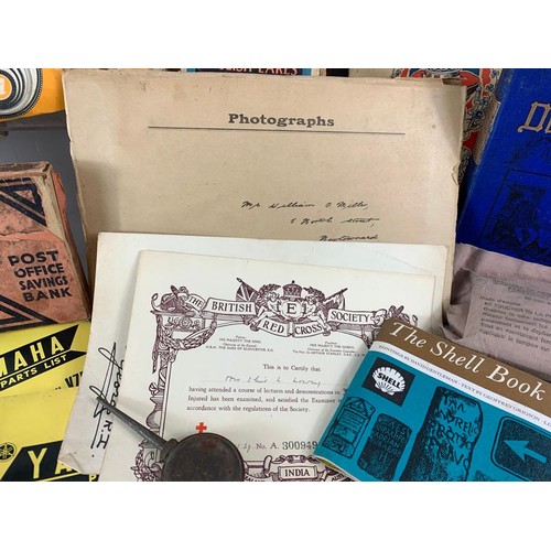 702B - Large quantity of vintage and early 20th century maps, books and postcards etc. Including ration boo... 