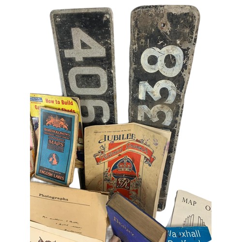 702B - Large quantity of vintage and early 20th century maps, books and postcards etc. Including ration boo... 