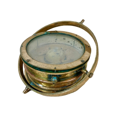 15 - Early 20th century brass ships compass. 31/30/12cm