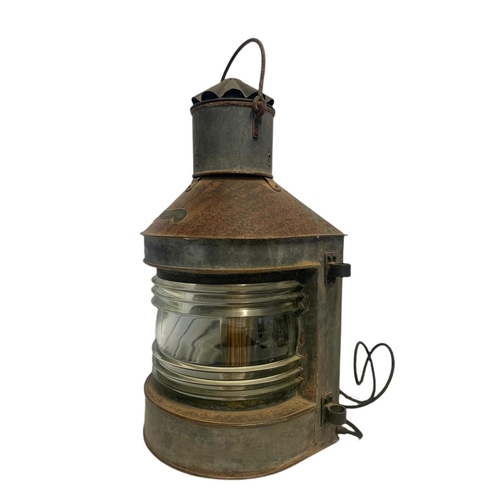 35 - Large late 19th/early 20th century ships lamp. Electrified. 57cm