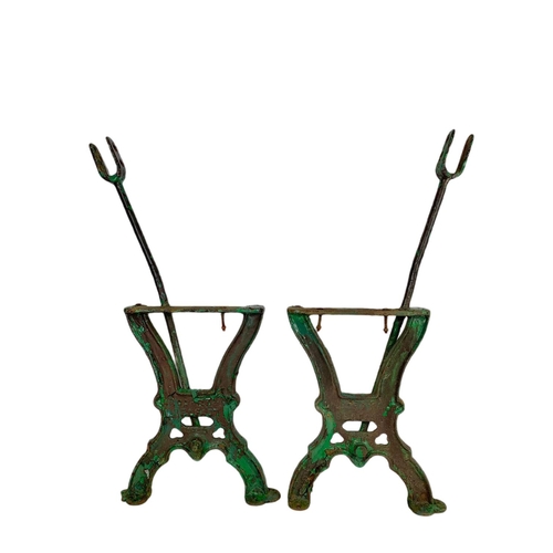 41 - Pair of late 19th century J.P. Corry reversible railway bench ends.