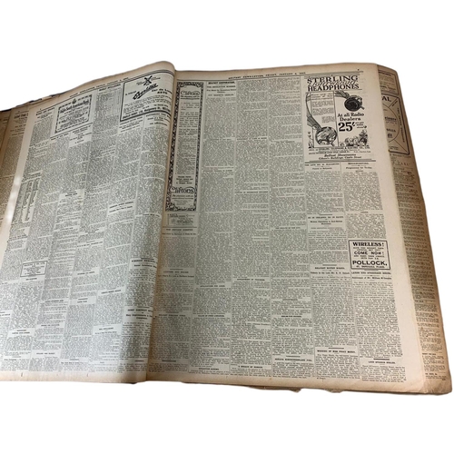 94 - Large Belfast News Letter 1925, 1, news print book. 51 x 64 x 13cm