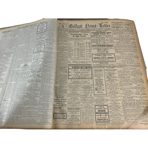 95 - Large Belfast News Letter 1923, 1, news print book. 50/64/12cm