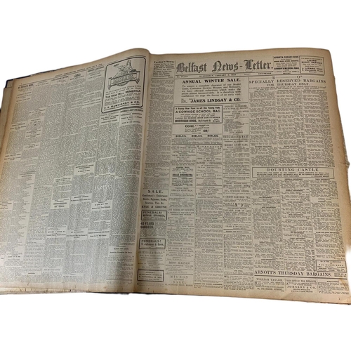 95 - Large Belfast News Letter 1923, 1, news print book. 50/64/12cm