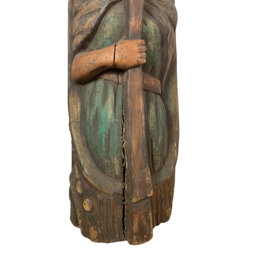 111 - Large early 20th century Dutch carved wooden barge figure. 164cm