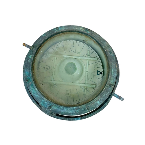 17 - Late 19th/early 20th century brass ships compass. 34/28/12cm