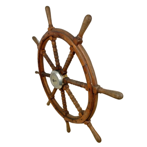 20 - Vintage Wagner oak and brass ships wheel. 92cm