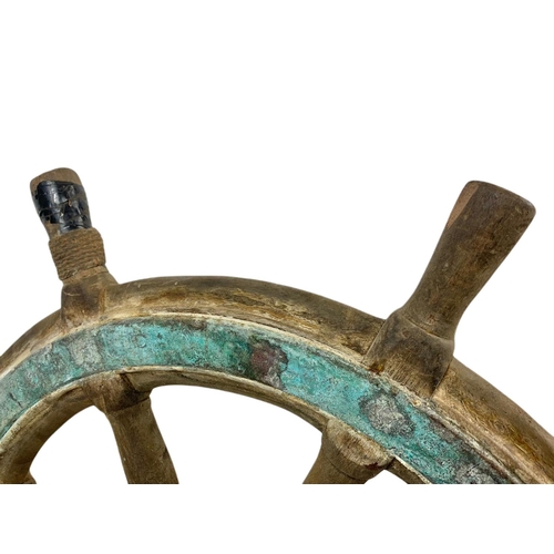 21 - 19th century ships wheel. 74cm