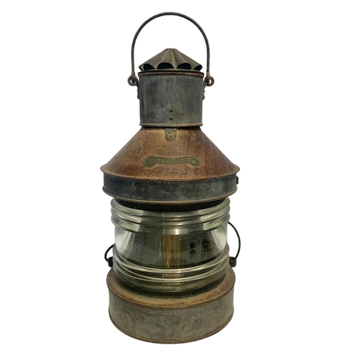 35 - Large late 19th/early 20th century ships lamp. Electrified. 57cm