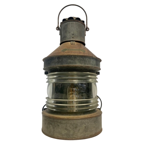 35 - Large late 19th/early 20th century ships lamp. Electrified. 57cm