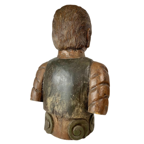 45 - Large heavy carved wooden figure of a gentleman. 47/79cm