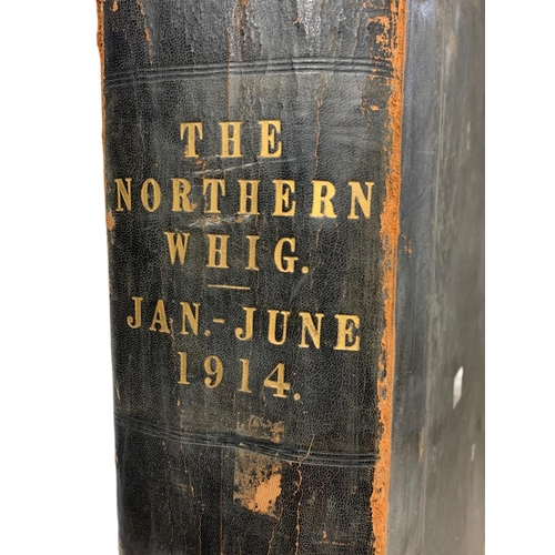 92 - Large The Northern Wig Jan-June 1914 news print book. 50 x 63 x 12cm.