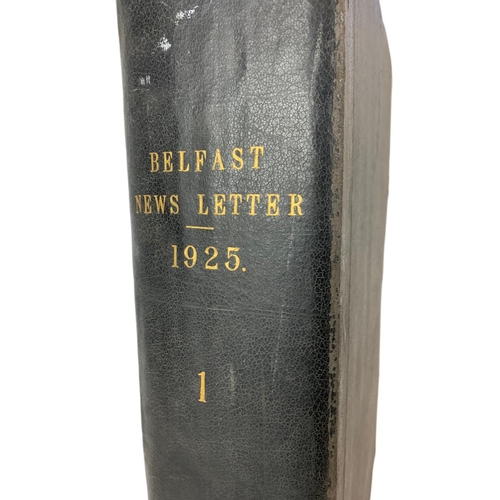 94 - Large Belfast News Letter 1925, 1, news print book. 51 x 64 x 13cm