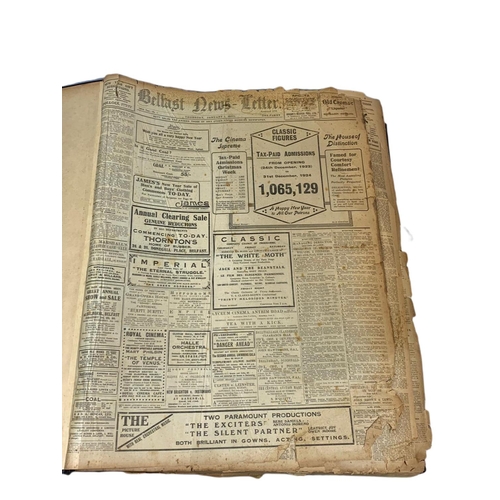 94 - Large Belfast News Letter 1925, 1, news print book. 51 x 64 x 13cm