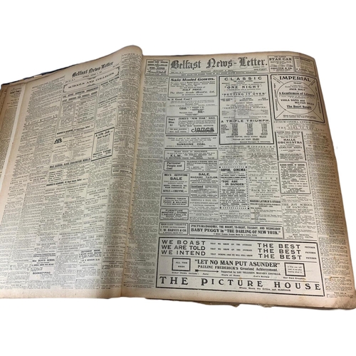 94 - Large Belfast News Letter 1925, 1, news print book. 51 x 64 x 13cm