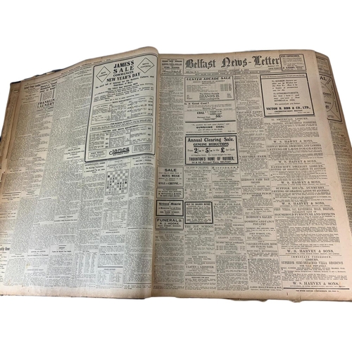 94 - Large Belfast News Letter 1925, 1, news print book. 51 x 64 x 13cm