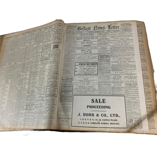 95 - Large Belfast News Letter 1923, 1, news print book. 50/64/12cm