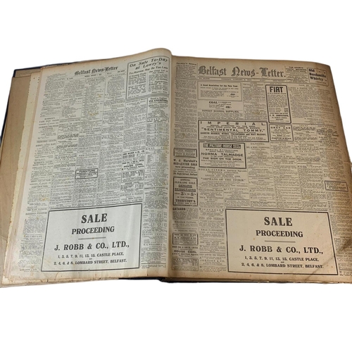 95 - Large Belfast News Letter 1923, 1, news print book. 50/64/12cm