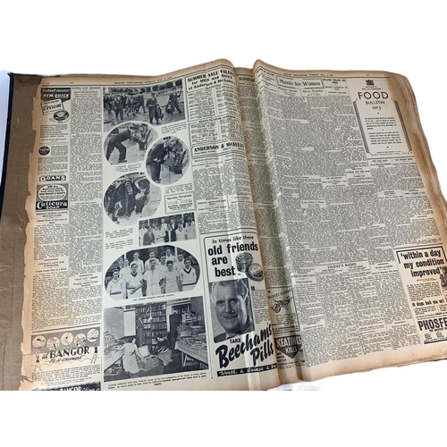 96 - Large Belfast News Letter July-Dec 1940 news print book. 45 x 64 x 9cm