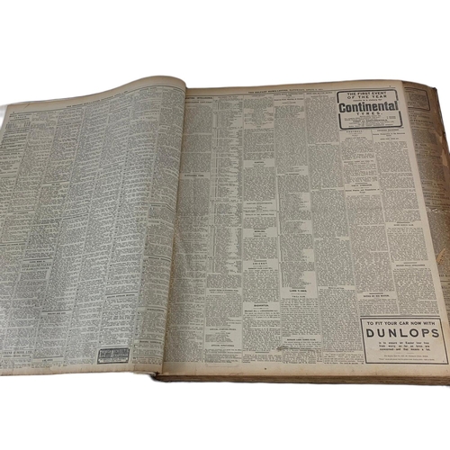 97 - Large Belfast News Letter Apr-June 1911 news print book. 56 x 64 x 7cm