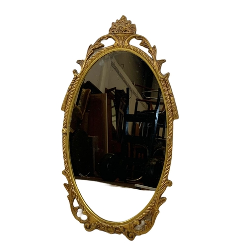 113 - Vintage ornate brass framed mirror. 28 x 50cm