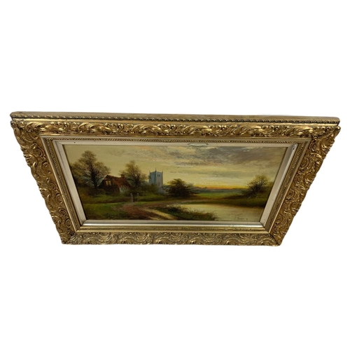 172 - 19th century oil painting by J. Maurice in an ornate gilt frame. 71 x 46.5cm