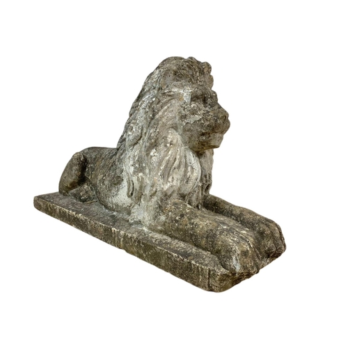 179 - Large concrete garden lion. 95 x 50cm