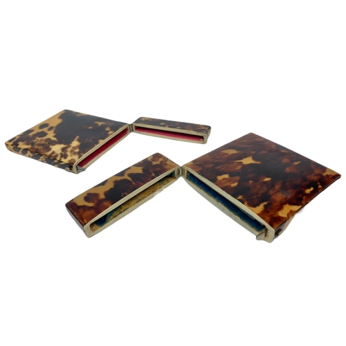 192 - 2 late 19th century faux turtle shell card cases. 8 x 10cm