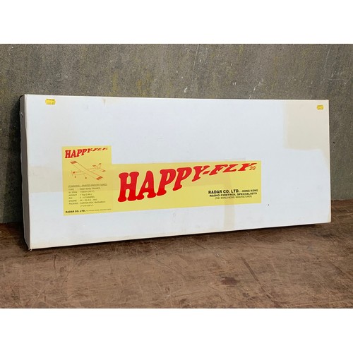 2 - Happy-Fly 20 model aeroplane Radar Co LTD Hong Kong in box. Box measures 92 x 38cm