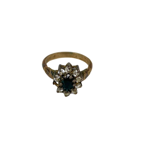 653 - 9ct gold multi stone ring.