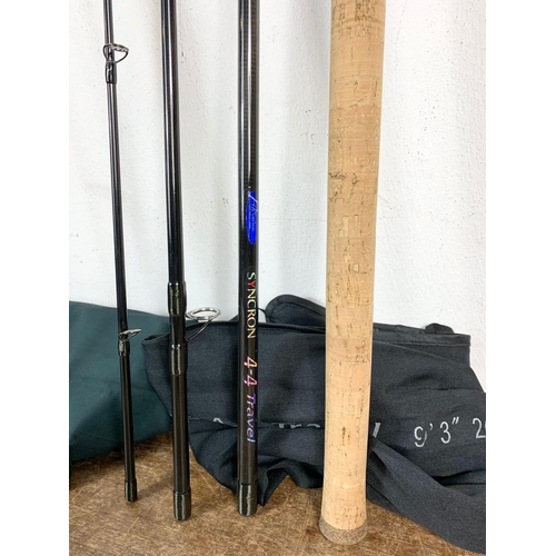 116 - 2 fishing rods. Including a Trabucco 4-4 Travel rod in bag, Mitchell Copperstick in bag.