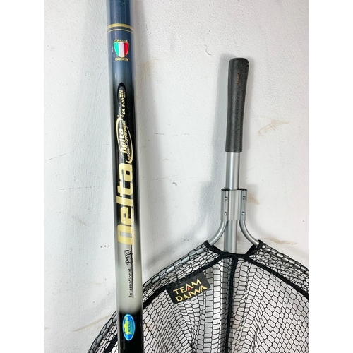 117 - Team Daiwa fishing new and a Lineaeffe International Pro Delta fishing pole. Net measures 65 x 179cm