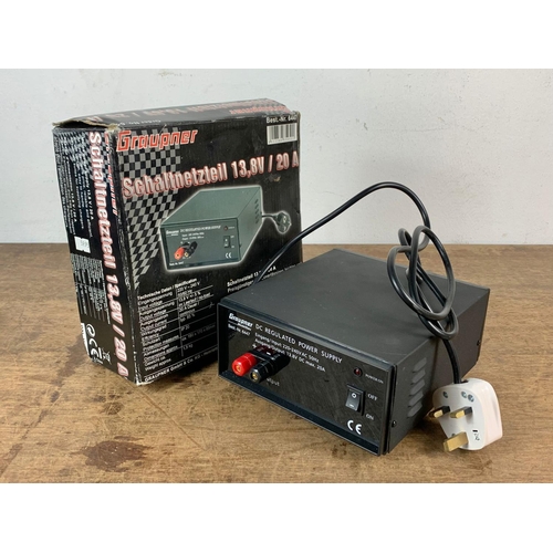 129 - Thunder Tiger model engine starter 12v deluxe, a Graupner DC regulated power supply and a Star Tec s... 