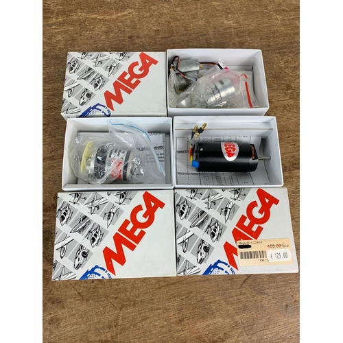 131 - Model engine motors etc. Including 3 Mega ACN 22/45/3 motors, an ABC Supersport Super Custom Glow En... 