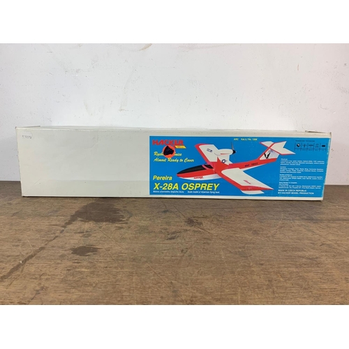 141 - Hacker Pereira Osprey X-28A remote control plane in box. Box measures 85cm