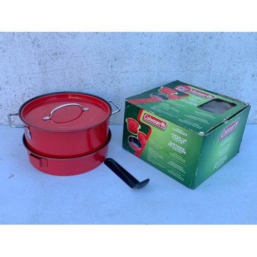 156 - Coleman’s cooking pots in box and a Highlands 6 piece cooking set in box.