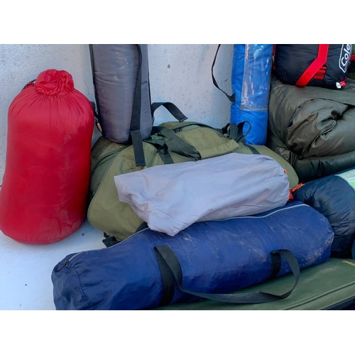 157 - 14 tents and sleeping bags.