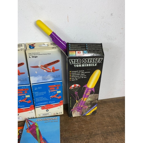 162 - Model planes etc. Igra Fiesta NIB Class A3 glider, G-Con Sky Surfer, Star Odyssey Tor Missiles etc.