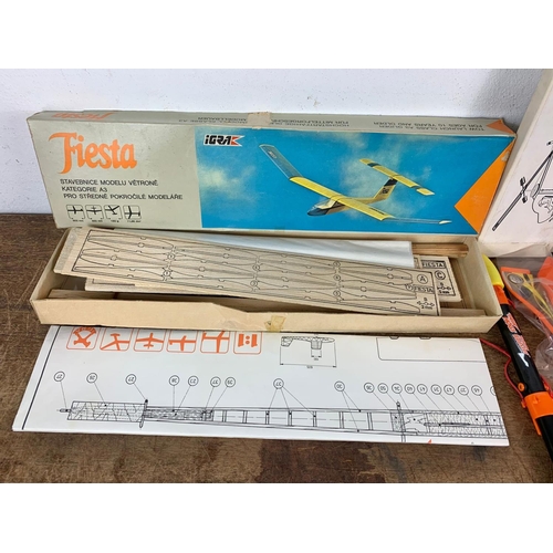 162 - Model planes etc. Igra Fiesta NIB Class A3 glider, G-Con Sky Surfer, Star Odyssey Tor Missiles etc.