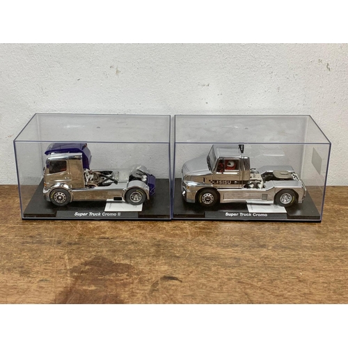 46 - 2 Fly GB Track Super Trucks model trucks. Cromo and Cromo II . Special Chromed. Box measures 19.5cm