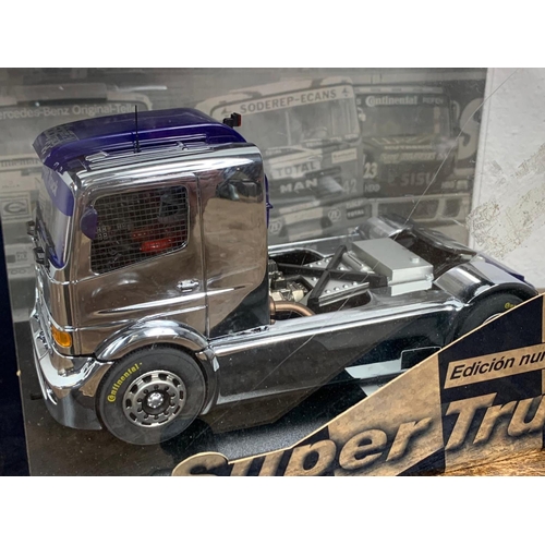 46 - 2 Fly GB Track Super Trucks model trucks. Cromo and Cromo II . Special Chromed. Box measures 19.5cm