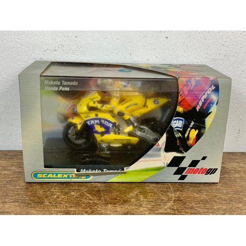 56 - 3 Scalextric models car and motorcycles in boxes. Colin Edwards Telefonica Honda,  Makoto Tamada Hon... 