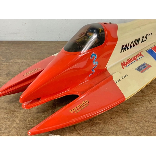 69 - Thunder Tiger Racing. Falcon 3.5 Tunnel Hull Racing Boat in box. With Thunder Tiger’s Pro-21M-OB 3.5... 